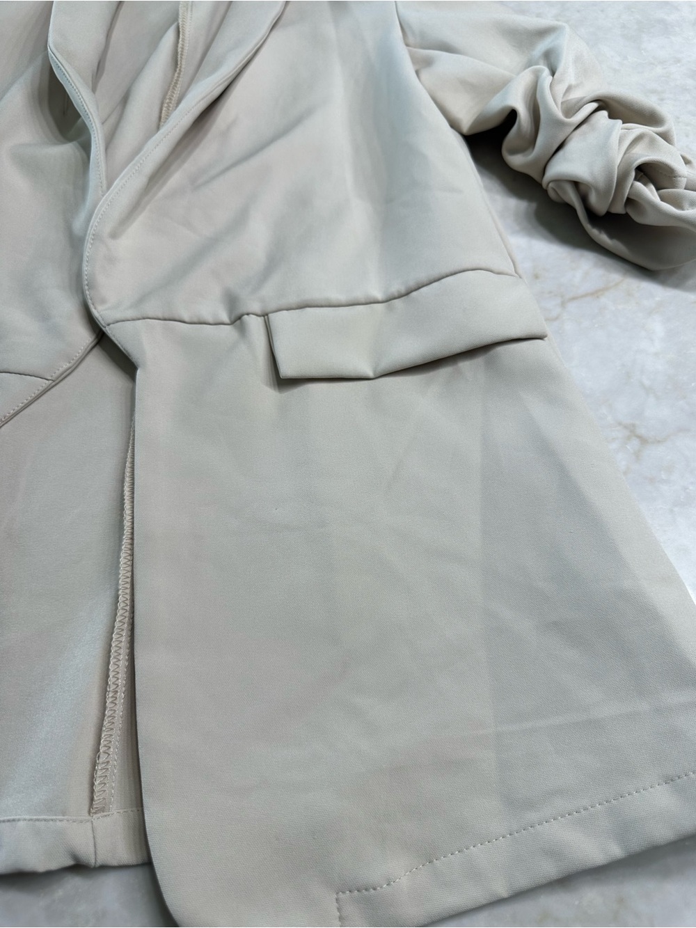 Women's Tailored Open-Front Blazer Jacket - Beige - Picture 7 of 7